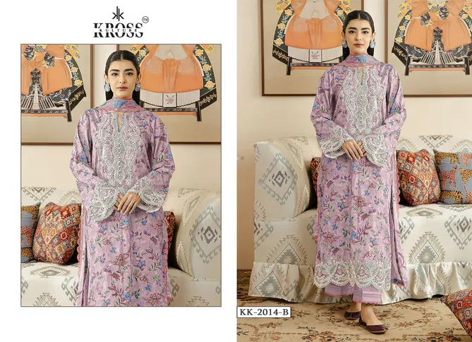 KK 2014 By Kross Kulture Embroidery Cotton Pakistani Dress Material Orders In India